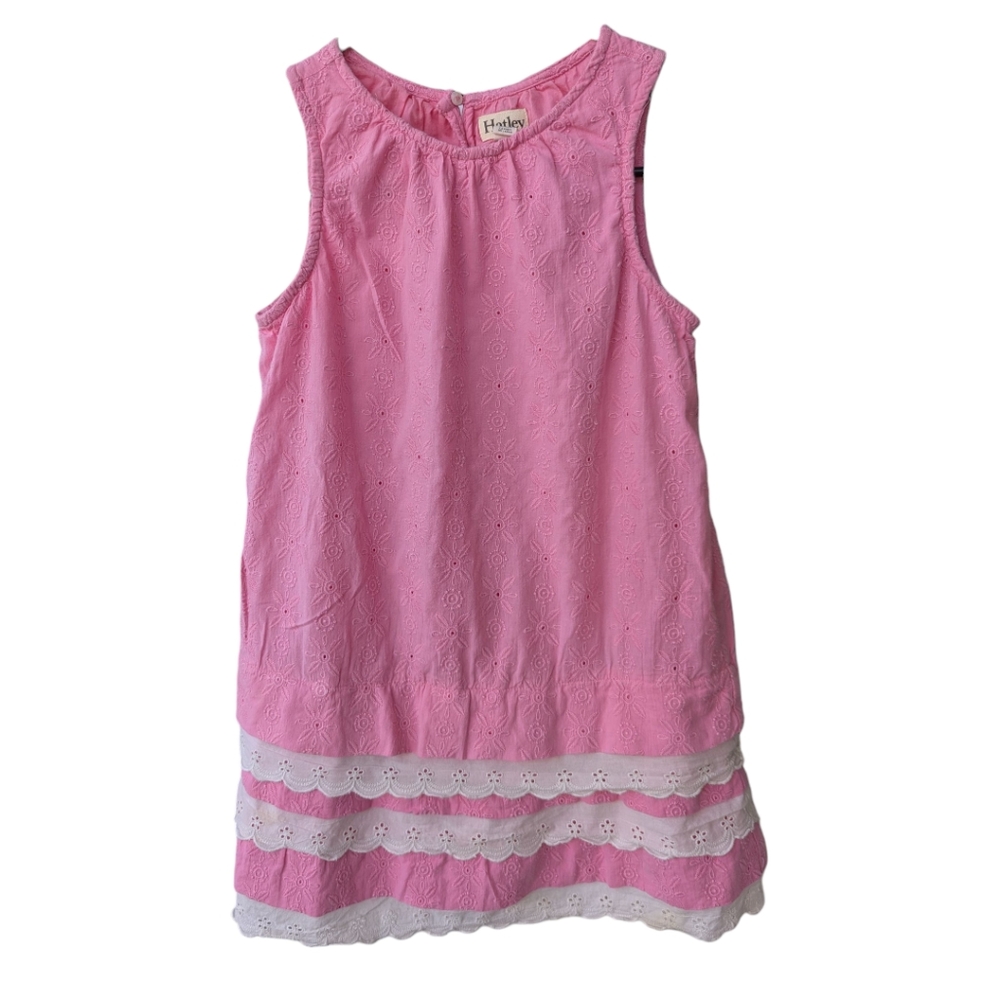 Girls Hatley Eyelet And Lace Pink Dress, Size 8